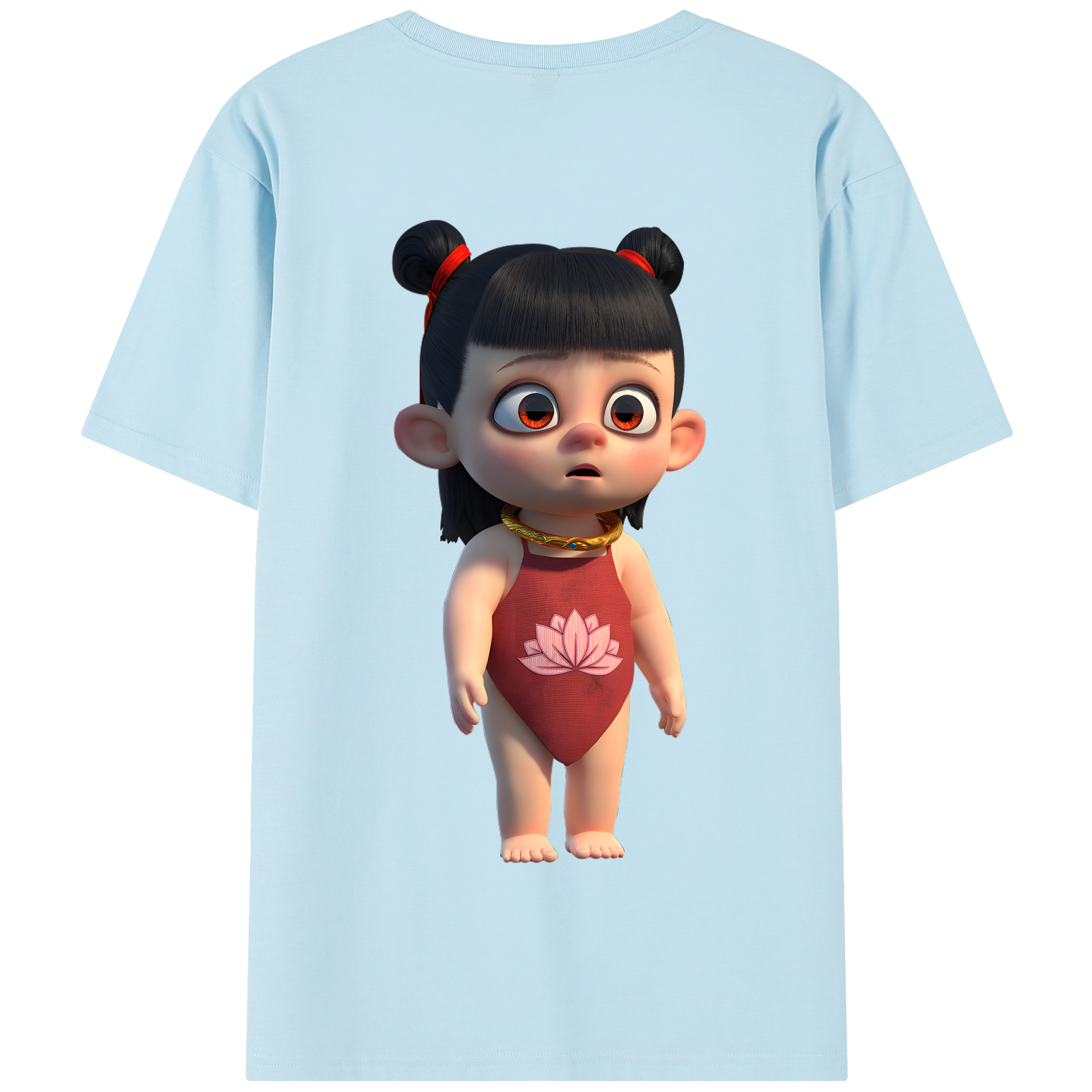 （画像用） Ne Zha 2 ナタ 魔童の大暴れ 綿100％半袖Tシャツ（背面プリント）